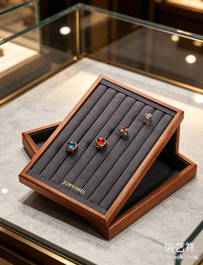 实木斜放戒指展示托盘陈列盘 TP50 | Wood Slant‑Display Ring Tray TP50 - 细节图4