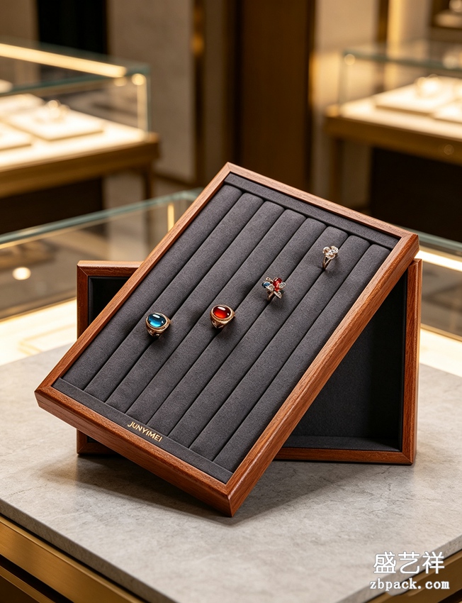 实木斜放戒指展示托盘陈列盘 TP50 | Wood Slant‑Display Ring Tray TP50 - 细节图3