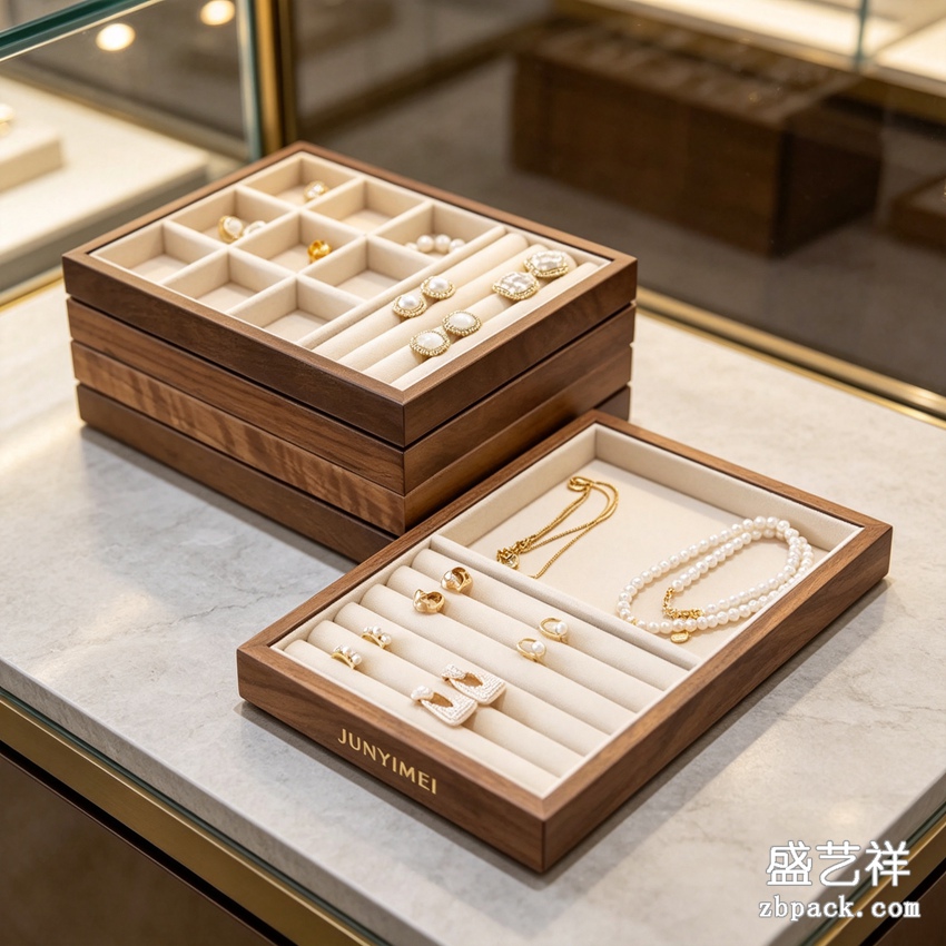 实木可叠放多层珠宝收纳托盘 TP51 | Stackable Multi‑Layer Wood Jewelry Tray TP51