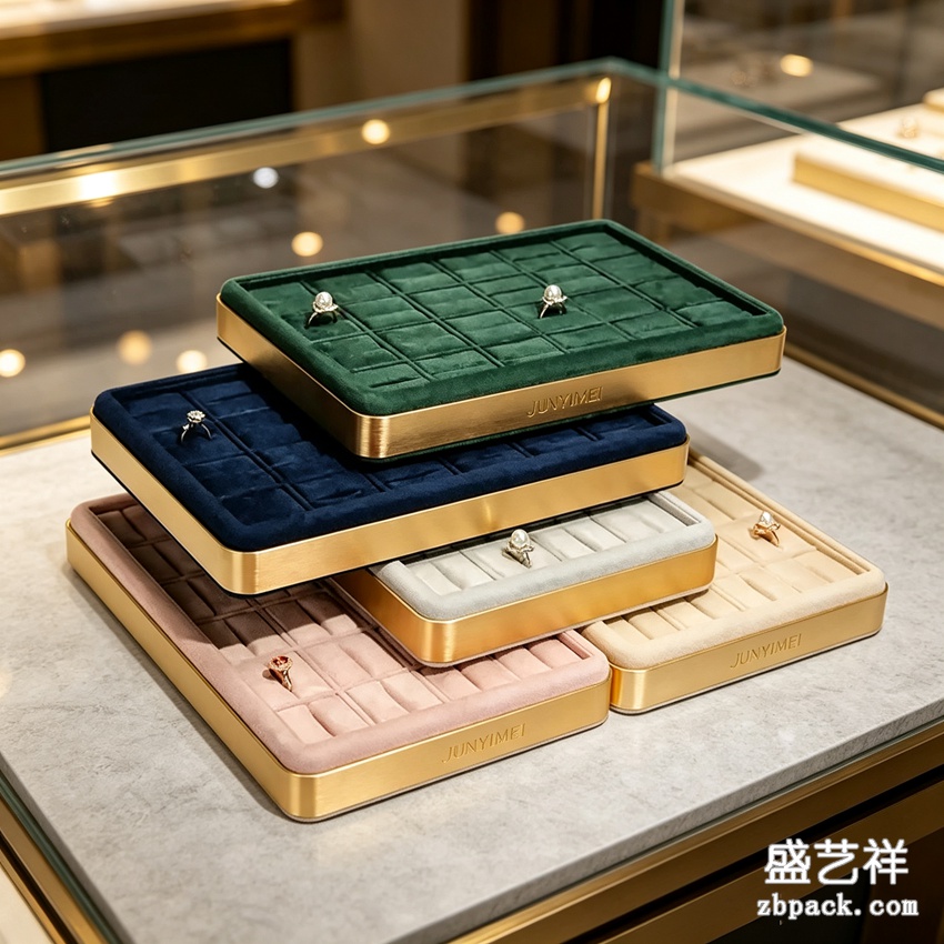 金属金边多色绒布戒指托盘 TP55 | Gold‑Frame Multi‑Color Velvet Ring Tray TP55 - 细节图2