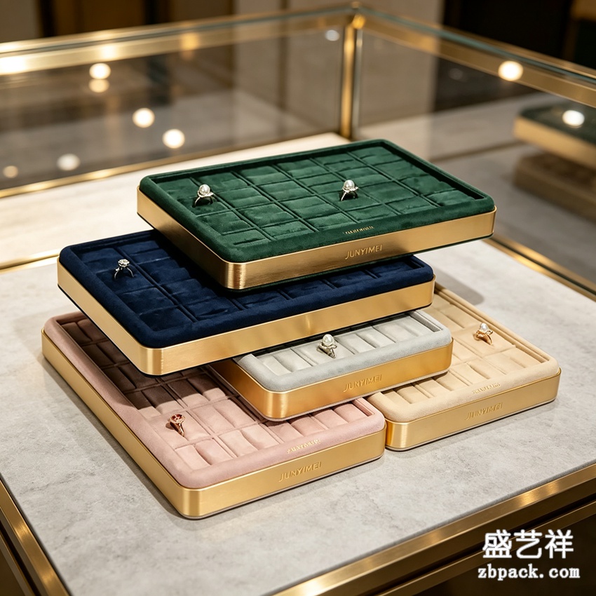 金属金边多色绒布戒指托盘 TP55 | Gold‑Frame Multi‑Color Velvet Ring Tray TP55 - 细节图4