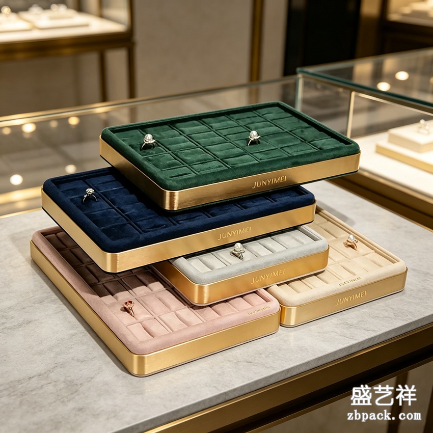 金属金边多色绒布戒指托盘 TP55 | Gold‑Frame Multi‑Color Velvet Ring Tray TP55 - 细节图3