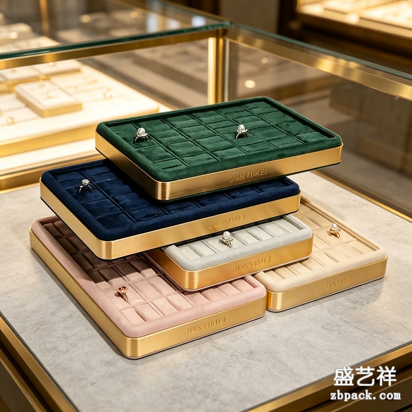 金属金边多色绒布戒指托盘 TP55 | Gold‑Frame Multi‑Color Velvet Ring Tray TP55