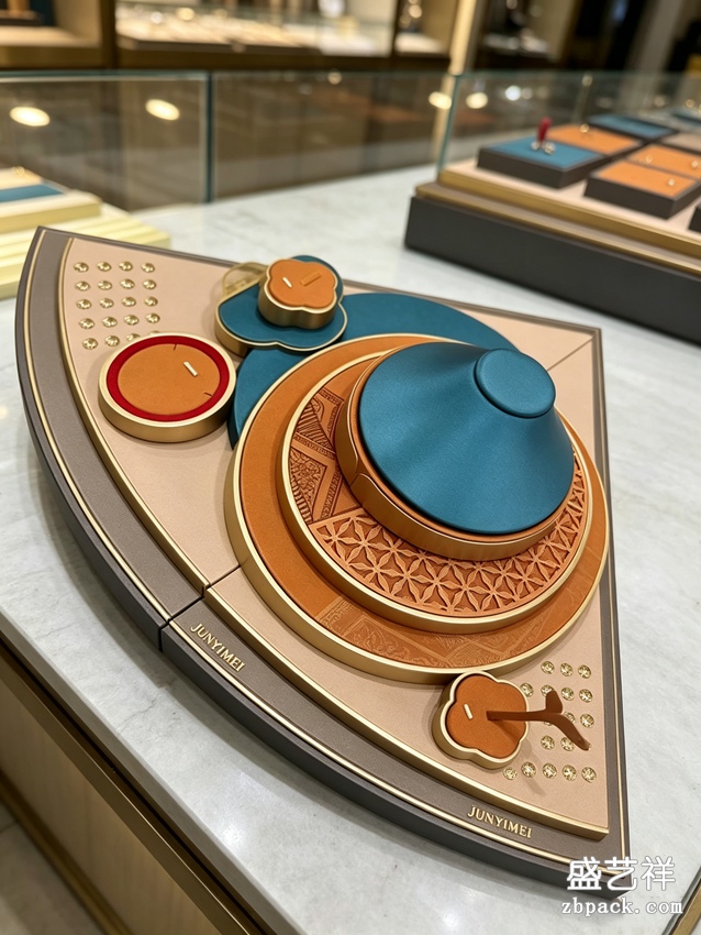 新中式扇形组合珠宝展示台 DJ04 | Chinese Fan‑Shape Jewelry Display Stand DJ04