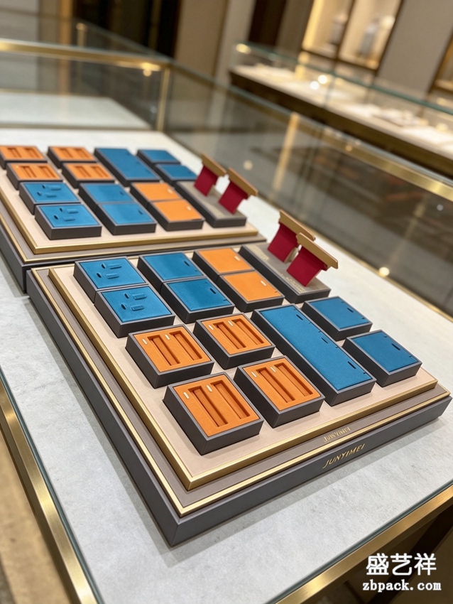 蓝橙撞色模块化首饰陈列套装 DJ05 | Blue‑Orange Modular Jewelry Display Set DJ05 - 细节图3