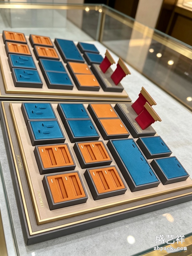 蓝橙撞色模块化首饰陈列套装 DJ05 | Blue‑Orange Modular Jewelry Display Set DJ05 - 细节图4
