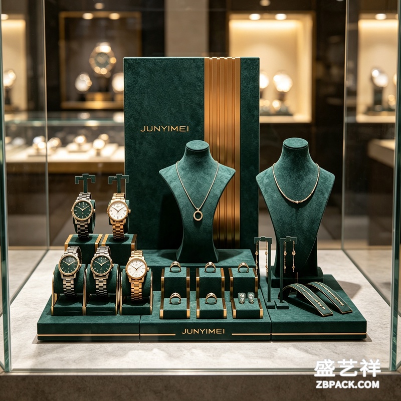 墨绿金饰珠宝橱窗展示套装 CC38 | Dark-Green Gold Jewelry Window Display Set CC38 - 细节图2