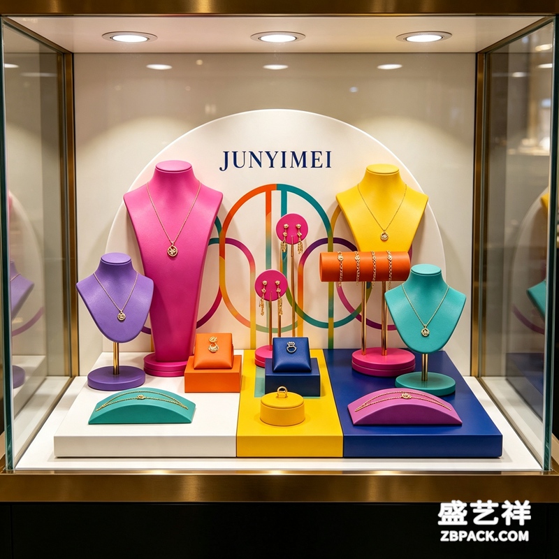 马卡龙多彩撞色艺术珠宝橱窗套装 CC51 | Macaron Color‑Block Art Jewelry Window Set CC51 - 细节图4