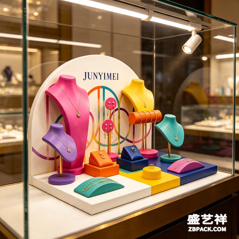 马卡龙多彩撞色艺术珠宝橱窗套装 CC51 | Macaron Color‑Block Art Jewelry Window Set CC51 - 细节图2