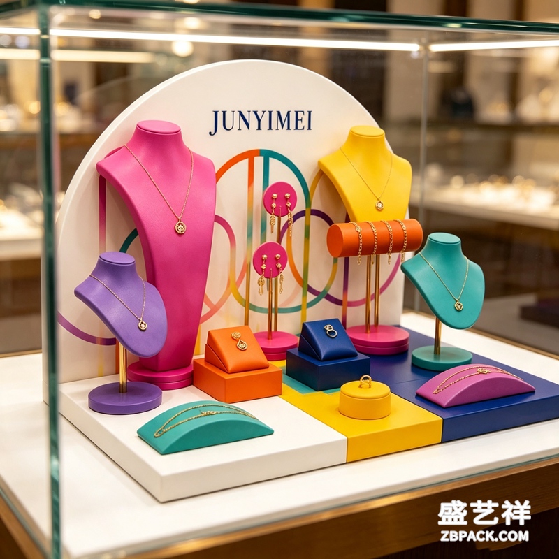 马卡龙多彩撞色艺术珠宝橱窗套装 CC51 | Macaron Color‑Block Art Jewelry Window Set CC51 - 细节图5