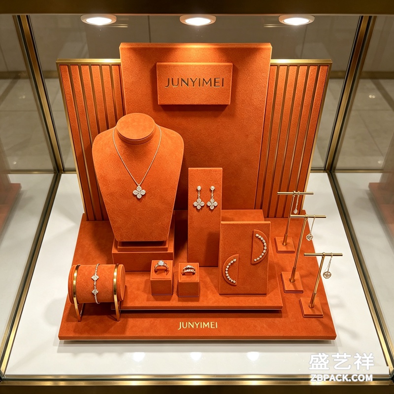 爱马仕橙金属竖纹珠宝柜台展示套装 CC54 | Hermès‑Orange Metal Vertical‑Strip Jewelry Set CC54 - 细节图4