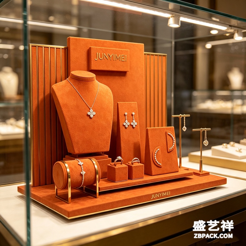 爱马仕橙金属竖纹珠宝柜台展示套装 CC54 | Hermès‑Orange Metal Vertical‑Strip Jewelry Set CC54 - 细节图3
