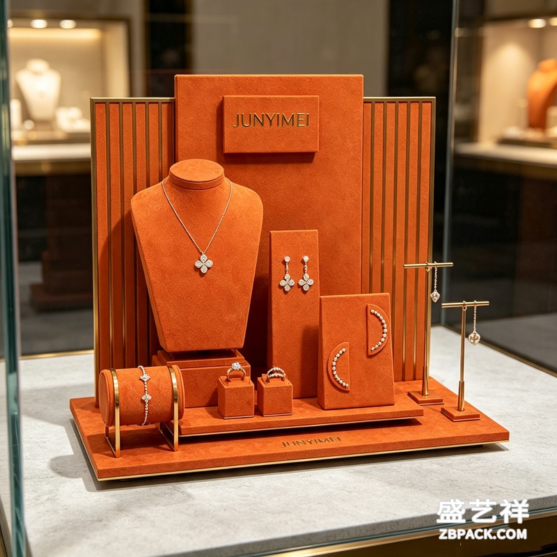 爱马仕橙金属竖纹珠宝柜台展示套装 CC54 | Hermès‑Orange Metal Vertical‑Strip Jewelry Set CC54 - 细节图2