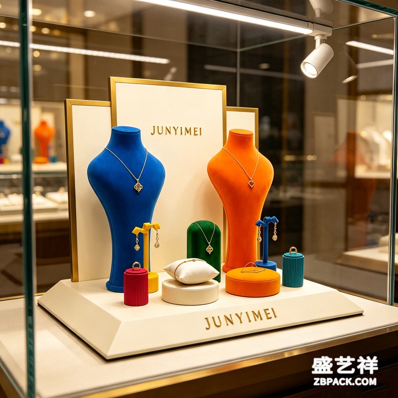 撞色人体模特珠宝橱窗展示套装 CC55 | Contrast‑Color Mannequin Jewelry Display Set CC55 - 细节图2