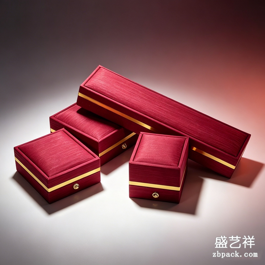 金边红纹首饰盒ZBH12 | Red Grain Jewelry Box With Gold Trim ZBH12 - 细节图4