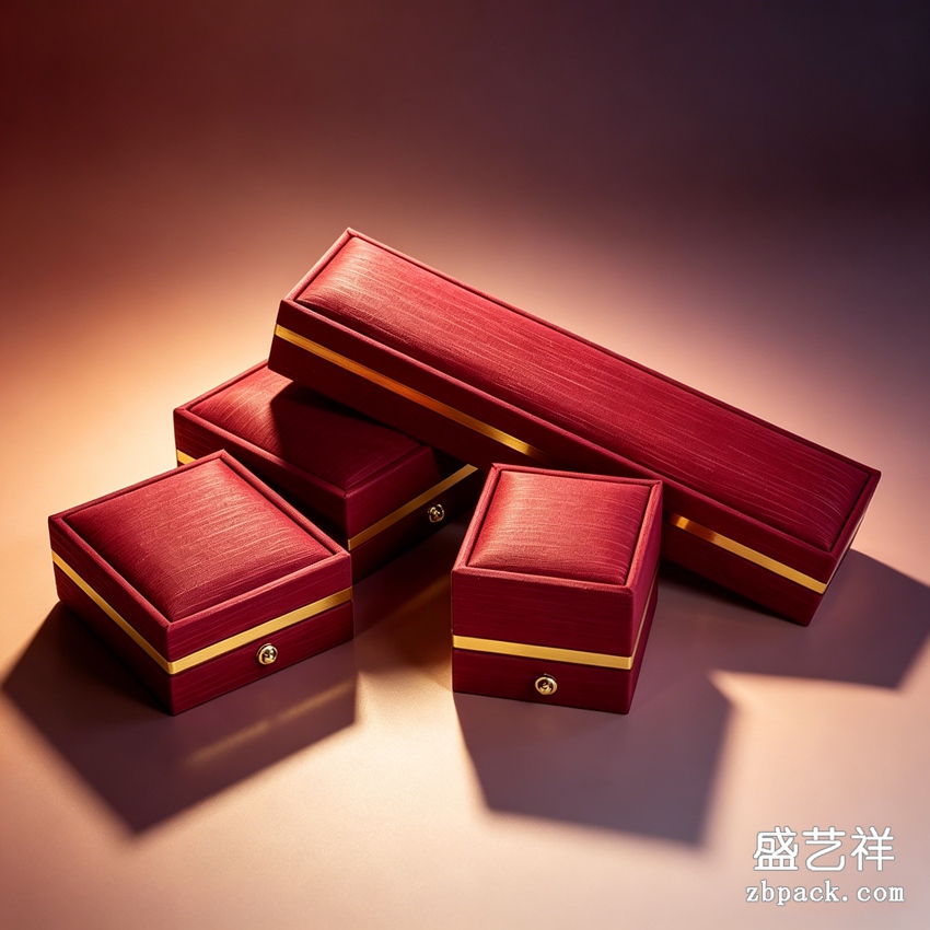 金边红纹首饰盒ZBH12 | Red Grain Jewelry Box With Gold Trim ZBH12 - 细节图2