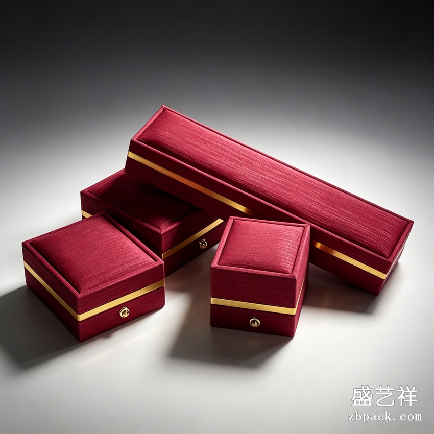 金边红纹首饰盒ZBH12 | Red Grain Jewelry Box With Gold Trim ZBH12 - 细节图3
