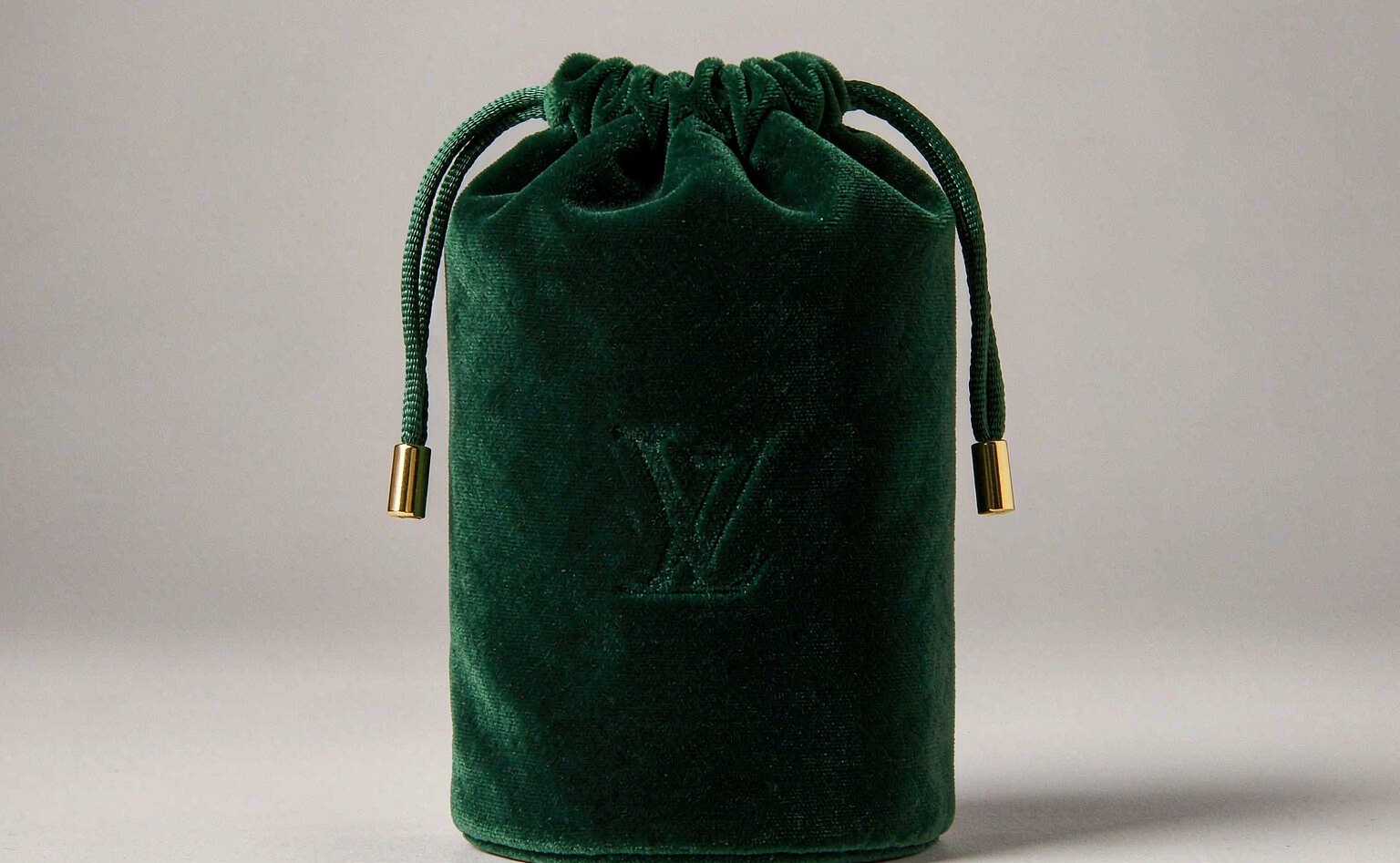 深绿平绒束口袋的烫印与打结 | Double Velvet Pouch: Foil and Drawstring